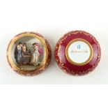 Property of a lady - an early 20th century Vienna style porcelain bun shaped box, painted with a