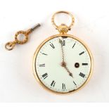 Property of a deceased estate - a George III 18ct gold cased open faced pocket watch, the fusee
