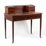 Property of a lady - an Edwardian mahogany & satinwood banded escritoire or bonheur du jour, with