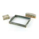 Property of a lady - an Art Deco shagreen framed rectangular tray with glass panelled base, on ivory