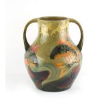 Property of a lady - a large Moorcroft Carp pattern two handled vase, designed by Sally Tuffin, 12.