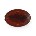 Property of a lady of title - a late Victorian mahogany & marquetry inlaid galleried oval tray