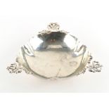 Property of a gentleman - an Edwardian silver three handled bowl or shallow dish, with ribbon