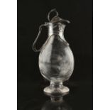 Property of a gentleman - an early 20th century Art Nouveau soft cut glass claret jug with pewter