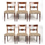 Property of a lady of title - a good set of six 19th century mahogany, satinwood banded &