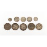 Property of a lady - a small quantity of silver coins including 1845, 1891 and 1894 crowns (a lot).