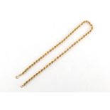 A 9ct gold rope twist chain necklace, 20ins. (51cms.) long, approximately 13.8 grams.