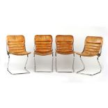 Property of a gentleman - a set of four 1960's chrome & leather side chairs (4).