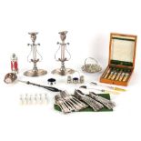 Property of a gentleman - a quantity of assorted silver plated items including a pair of Old