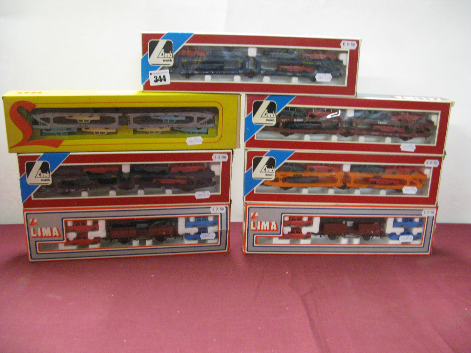 Seven Lima "HO" Gauge Car Transporter Rolling Stock Items, all Continental derivatives, boxed.