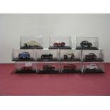 Eleven 1:76th Scale Diecast Model Lineside Vehicles, by Oxford, including MGA Chariot red, all