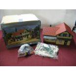 A LGB 'G' Scale Outline Continental Kit Built Model Railway Station, 'G' Scale lineside figures,