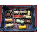 Twelve 'OO' Scale Four and Six Wheel Wagons, by Hornby and others, mainly tankers, playworn.