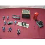 A Quantity of 'G' Scale Lineside Items, including people, hut, crane, bench.