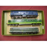 Three 'OO' Scale Diesel Outline Locomotives, an 'Airfix' class 31 blue, a Lima Deltic, and an '