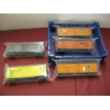 Five 'O' Gauge American Outline Rolling Stock, Box Vans, unboxed.