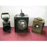 Three Railway Lamp Carcuss, including British Rail and Bullseye, all with damage/parts missing,