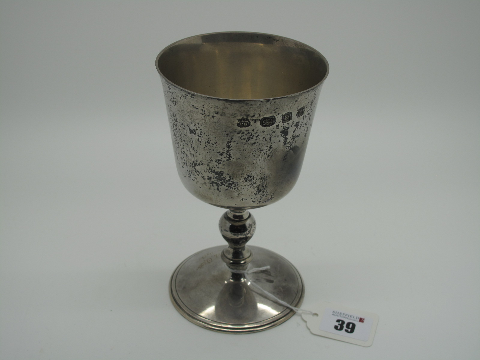 Pembroke College Oxford; A Large Hallmarked Silver Goblet, Payne & Son, London 1973, bearing feature