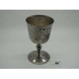 Pembroke College Oxford; A Large Hallmarked Silver Goblet, Payne & Son, London 1973, bearing feature