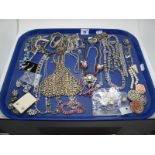 A Selection of Diamante Style Costume Jewellery, including earrings, fancy necklaces, bracelets,