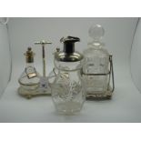 A Hallmarked Silver Mounted Glass Decanter, Sheffield 1904, "To W.D. from W.I. and H.W.B. Dec.