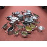 A Collection of Assorted Plated Tea Sets, including EPBM, predominantly of semi reeded form :- One