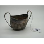 A Hallmarked Silver Twin Handled Sugar Bowl, WG.JL, Sheffield 1891, of semi reeded form, engraved "