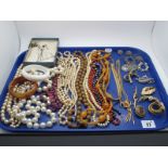 A Mixed Lot of Assorted Costume Jewellery, bead necklaces, imitation pearl beads, a gilt coloured
