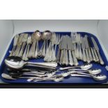 A Six Setting Canteen of Dubarry Pattern Plated Cutlery, including fish knives and forks, cheese