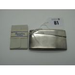 A Hallmarked Silver Card Case, SB, Birmingham 1901, of plain curved rectangular form, with