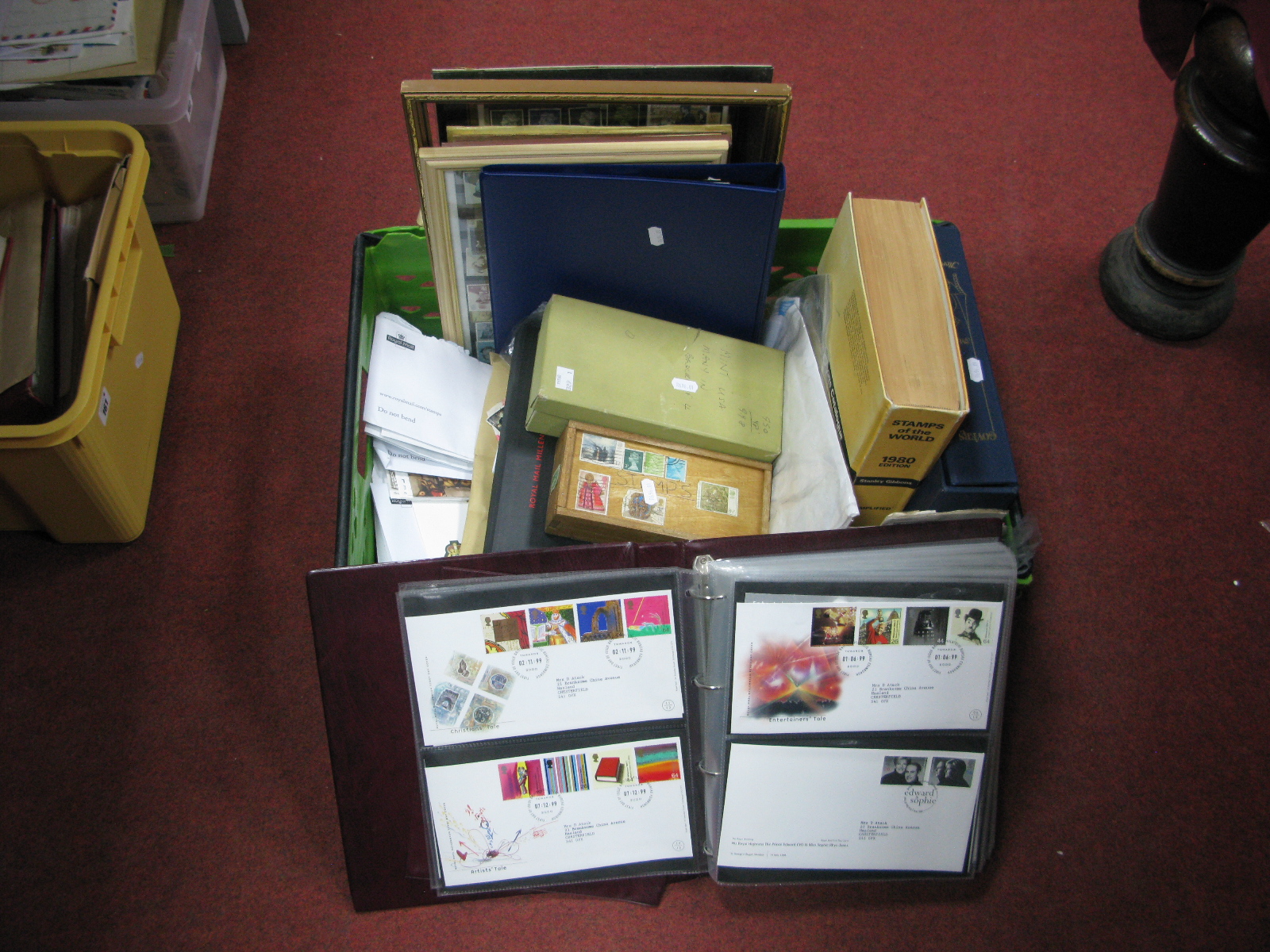 A Large Heavy Box of GB and World Stamps, in packets and in small containers, also 120 + GB FDC's