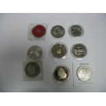 A Collection of Nine Mainly Crown Sized Coins, to include Canada Five Dollars 1974 'Montreal