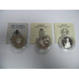 Three Silver Proof Commemorative Crown Sized Coins, all Coronation Anniversary crowns 1993 to