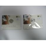 Two The Royal Mint 'A Timeless First' The George And The Dragon 2013 UK £20 Fine Silver Coins.