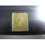 Canada Queen Victoria Fine Used 1868 SGS6ba Pale Yellow IC, imperf, cat £900.