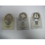 Three Silver Proof Commemorative Crown Sized Crowns, all Coronation Anniversary crowns 1993 to