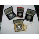 Four Commemorative Silver Coins, including 1978 Commonwealth of The Bahamas $10 proof coin, The