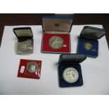 Five Commemorative Coins/Medallions, including Royal Mint Silver Jubilee Medallion Elizabeth II,