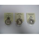 Three Silver Proof Commemorative Crown Sized Coins all Coronation Anniversary Crowns 1993, to