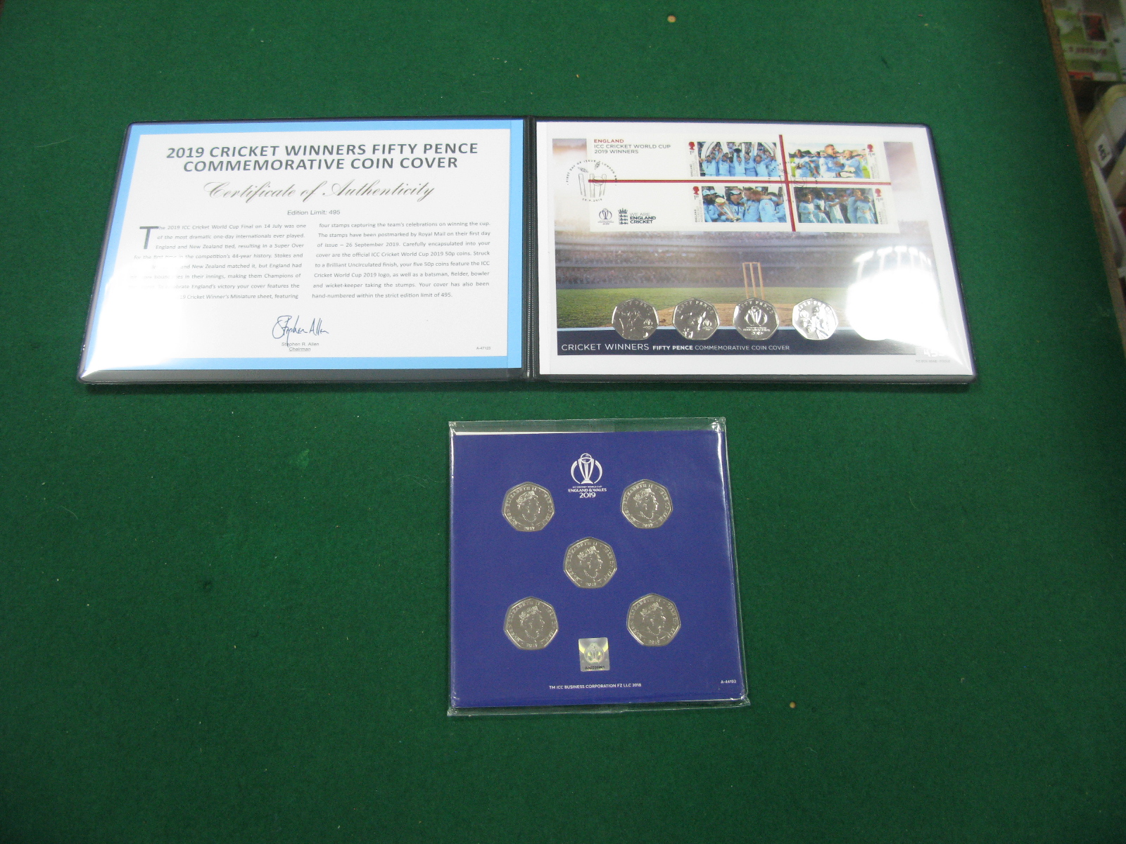 Westminster Issue 2019 Cricket Winners Fifty Pence Commemorative Coin Cover, comprising of Five 2019