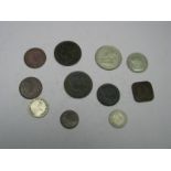 A Collection of Eleven Straits Settlements Coins, to include George V Fifty Cents 1920, Queen