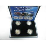 A Royal Mint United Kingdom Silver Proof Pattern Collection, comprising of One Pound coins (