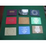 Nine Royal Mint Great Britian and Northern Ireland Annual Coin sets, 1970 - 1978.