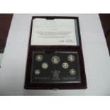 A Royal Mint United Kingdom Silver Anniversary Silver Proof Coin Collection, denominations 1p -