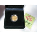 A Guernsey Gold Proof One Pound Coin 1981, accompanied by literature, cased (8g)