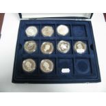 Nine Silver Proof Commemorative Crowns from The Westminster 'The Royal Family' Series, all Turks and