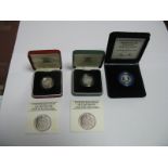 Three Royal Mint United Kingdom Silver Proof Coins, comprising of one pound 1983, one pound piedfort