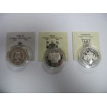 Three Silver Proof Commemorative Crown Sized Coins all Coronation Anniversary Crowns 1993, to