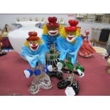 Three Murano Glass Clowns, two 26cm high, one 23cm high.