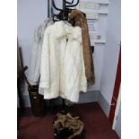 A Brown Fur Coat, Coney fur coat, two Dennis Basso synthetic fur jackets (L and XL), and various